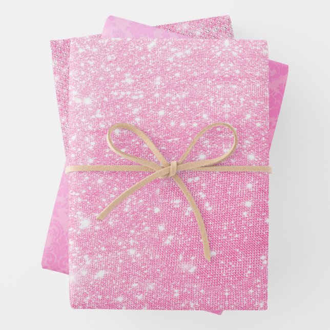 Dolly Pink and Glam Wrapping Paper Sheet (In situ)