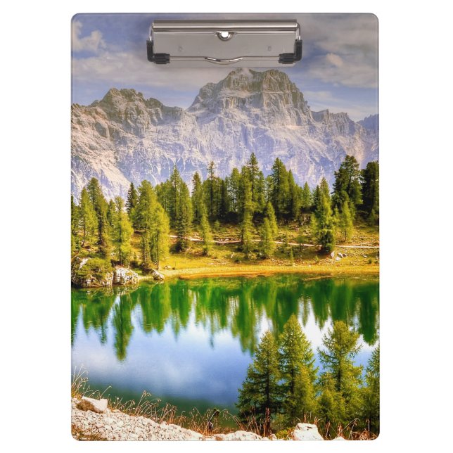Dolomite Mountains and Lake Stunning Landscape Clipboard (Front)