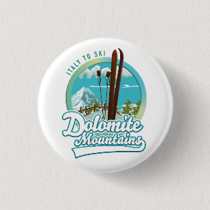 Dolomite mountains Italy ski logo  3 Cm Round Badge