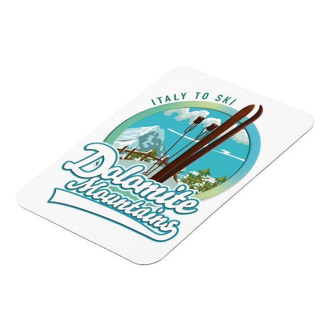 Dolomite mountains Italy ski logo  Magnet (Left Side)