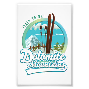 Dolomite mountains Italy ski logo Photo Print