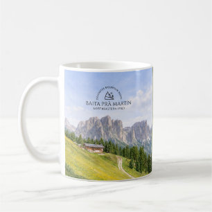 Dolomites Alpine Cabin Watercolor Nature Landscape Coffee Mug