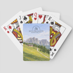 Dolomites Alpine Cabin Watercolor Nature Landscape Playing Cards