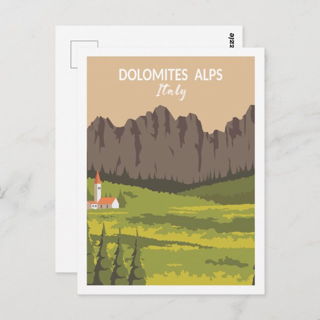 Dolomites Alps Italy Travel Place Illustration Postcard (Front/Back)