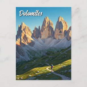 Dolomites Italy  Hiker Travel Postcard