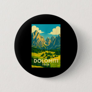 Dolomites italy hiking and skiing landscape artwor 6 cm round badge