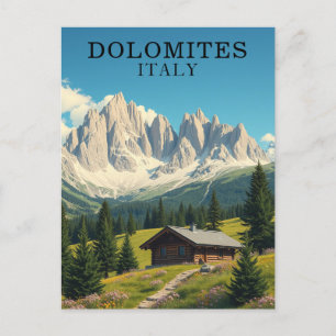 Dolomites Italy Illustration Travel Postcard