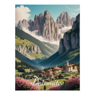 Dolomites Italy Travel Poster