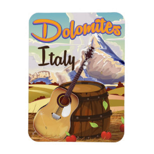 Dolomites Italy travel poster Magnet