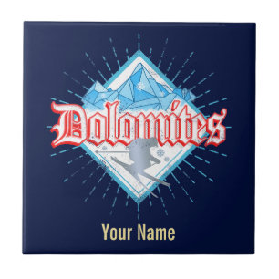 Dolomites South Tirol Retro Skier Vintage Ski Tile