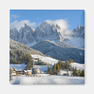 Dolomites village in winter magnet