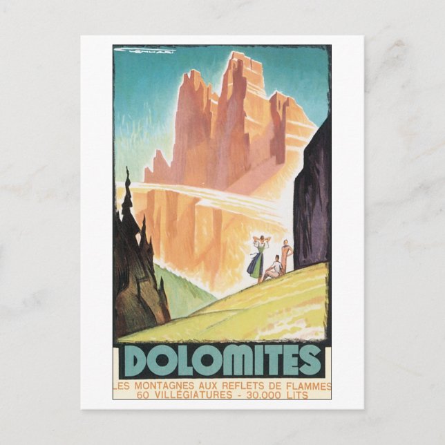 Dolomites Vintage Travel Poster Postcard (Front)