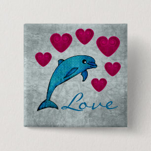 Dolphin 15 Cm Square Badge