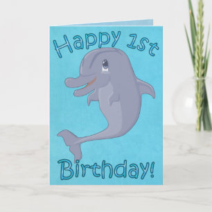 Dolphin 1st Birthday Card