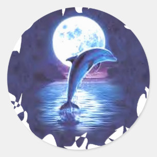 dolphin-8 classic round sticker