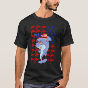 Dolphin American Flag Dolphin  4th Of July T-Shirt