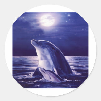Dolphin and Baby Classic Round Sticker