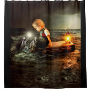 Dolphin And Boy Shower Curtain