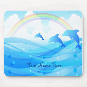 Dolphin and Rainbow Personalised Mouse Pad