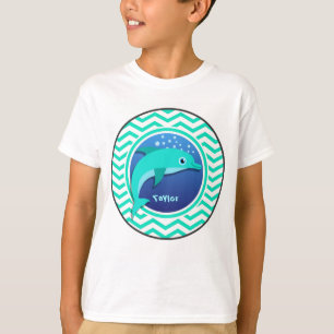 Dolphin; Aqua Green Chevron T-Shirt