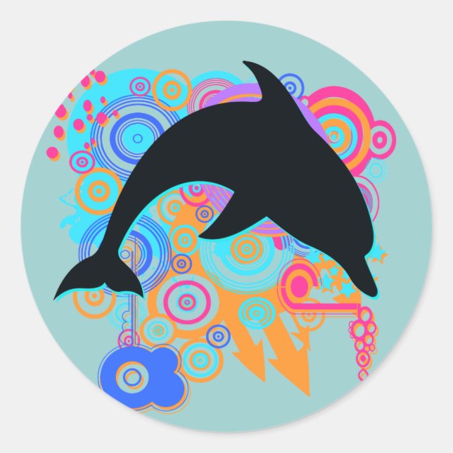 Dolphin Art Classic Round Sticker (Front)