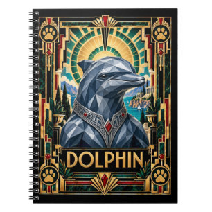 Dolphin, Art Deco Wildlife Notebook