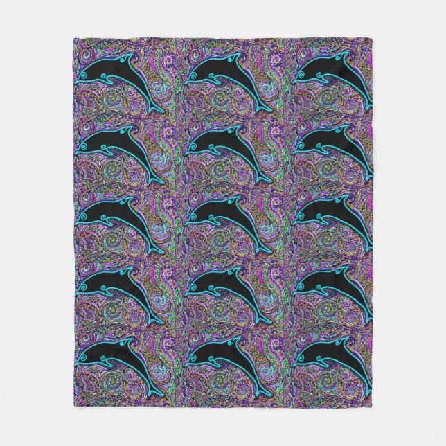 Dolphin Art Design    Fleece Blanket (Front)