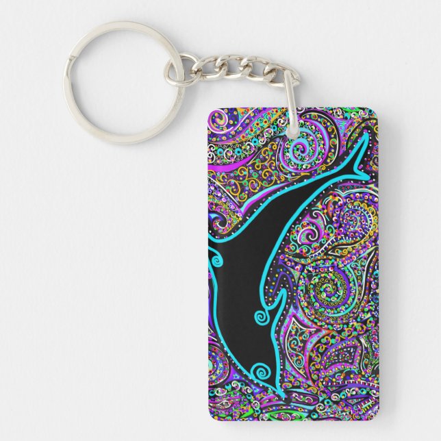 Dolphin Art Design Key Ring (Front)