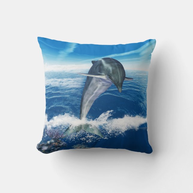 Dolphin Art, Throw Pillow (Front)