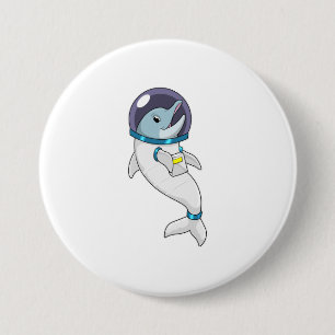 Dolphin as Astronaut in Costume 7.5 Cm Round Badge