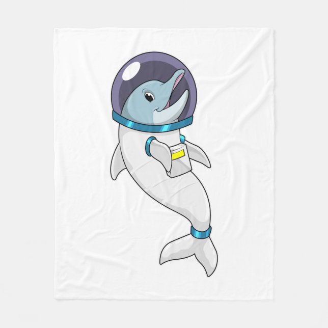 Dolphin as Astronaut in Costume Fleece Blanket (Front)