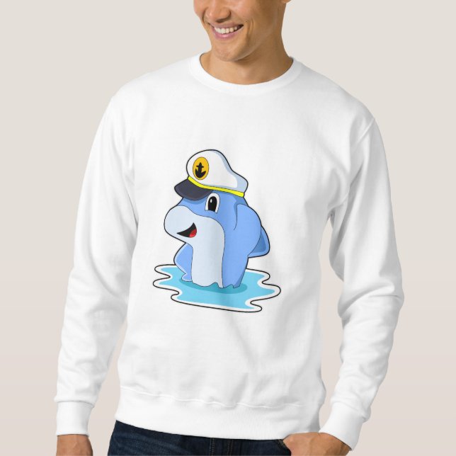 Dolphin as Captain with Hat Sweatshirt (Front)