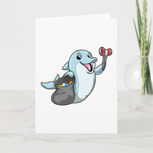 Dolphin as Cleaner with Trash bag Card (Front)