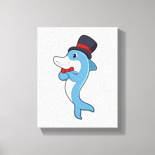 Dolphin as Gentleman with Hat Canvas Print