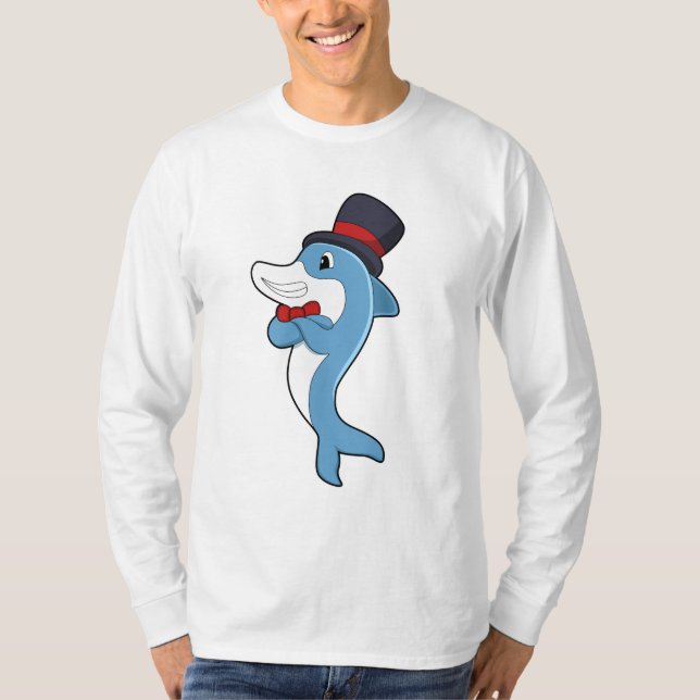 Dolphin as Gentleman with Hat T-Shirt (Front)