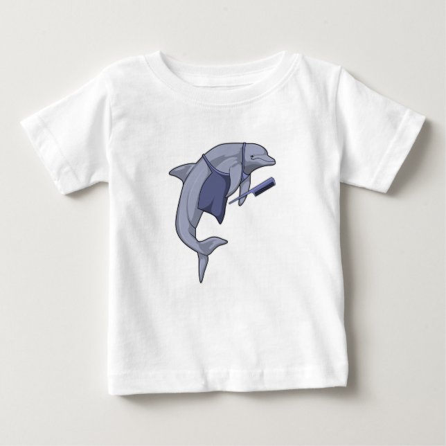 Dolphin as Hairdresser with Comb Baby T-Shirt (Front)