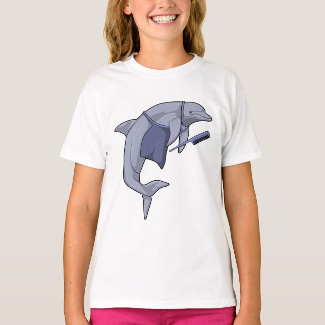 Dolphin as Hairdresser with Comb T-Shirt (Front)