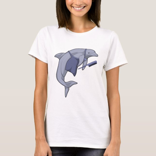 Dolphin as Hairdresser with Comb T-Shirt (Front)