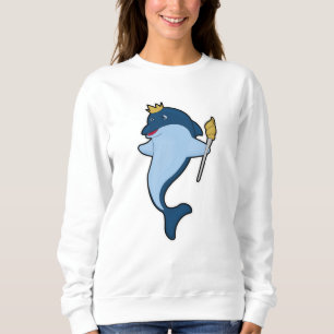 Dolphin as King with Staff & Crown Sweatshirt