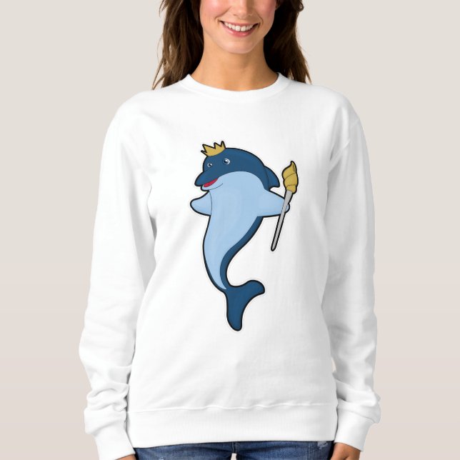 Dolphin as King with Staff & Crown Sweatshirt (Front)