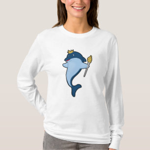Dolphin as King with Staff & Crown T-Shirt