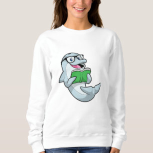 Dolphin as Nerd with Glasses & Book Sweatshirt