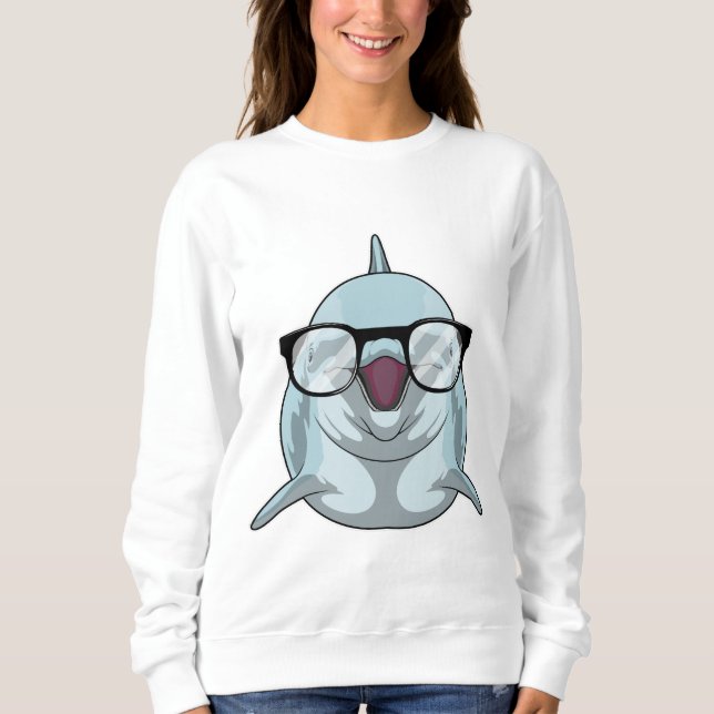 Dolphin as Nerd with Glasses Sweatshirt (Front)