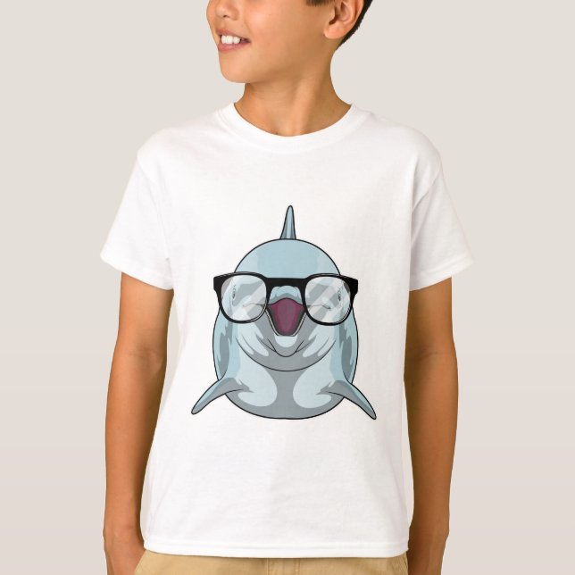 Dolphin as Nerd with Glasses T-Shirt (Front)