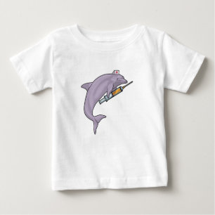 Dolphin as Nurse with Syringe Baby T-Shirt