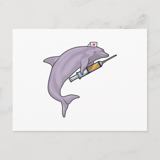 Dolphin as Nurse with Syringe Postcard (Front)