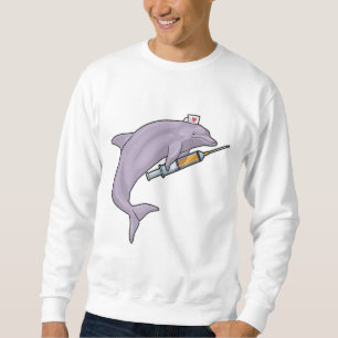 Dolphin as Nurse with Syringe Sweatshirt