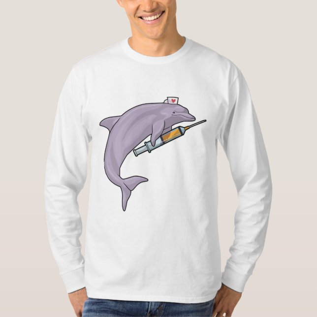 Dolphin as Nurse with Syringe T-Shirt (Front)