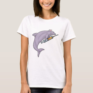 Dolphin as Nurse with Syringe T-Shirt