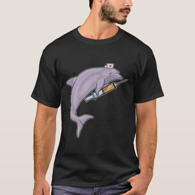 Dolphin as Nurse with Syringe T-Shirt (Front)